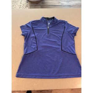 TAIL White Label Womens Purple Short Sleeve Golf Polo Shirt Quarter Zip L